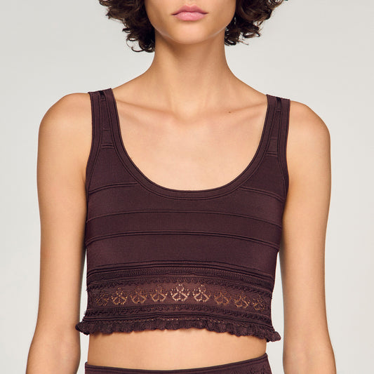 Pointelle knit crop top