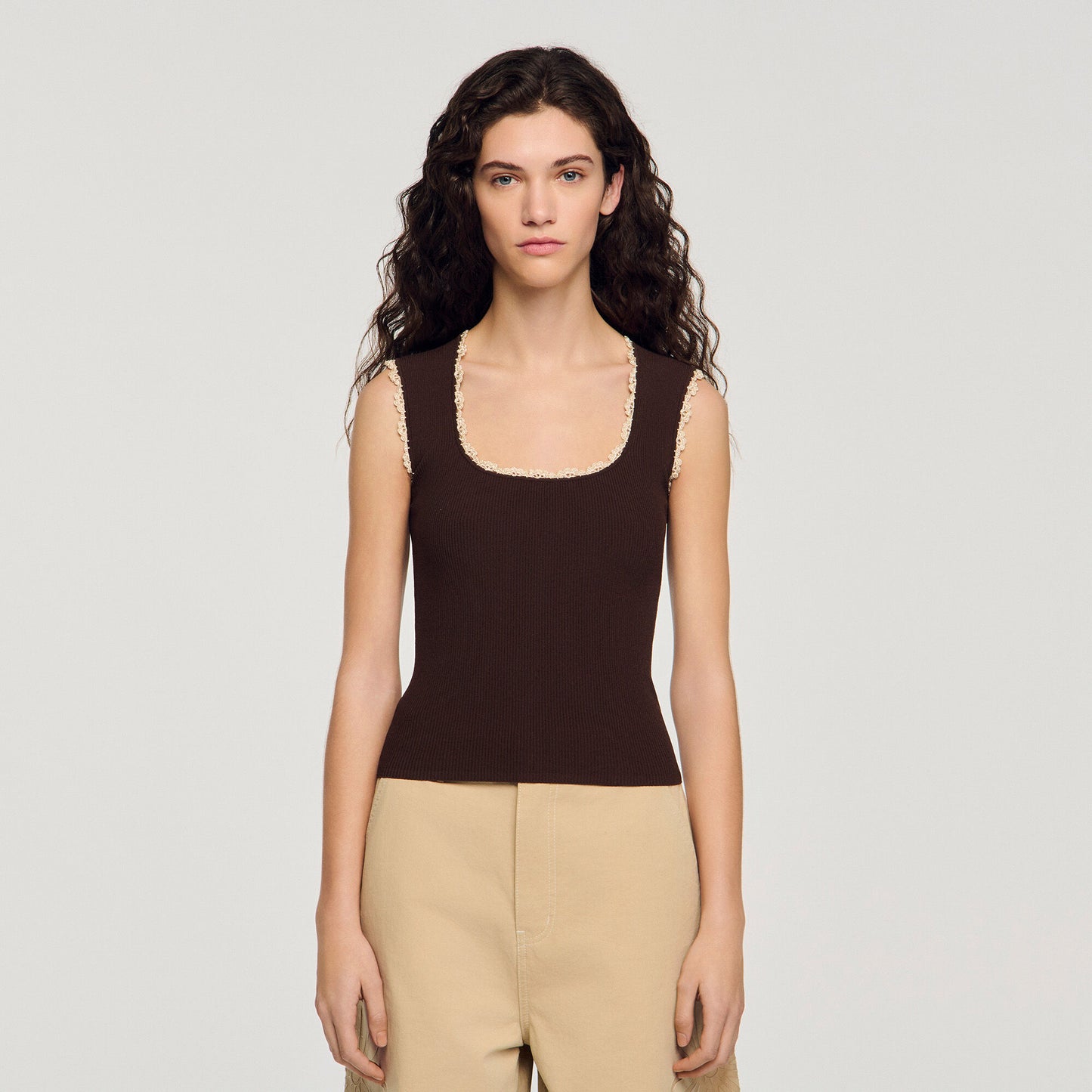 Crochet detail knit top