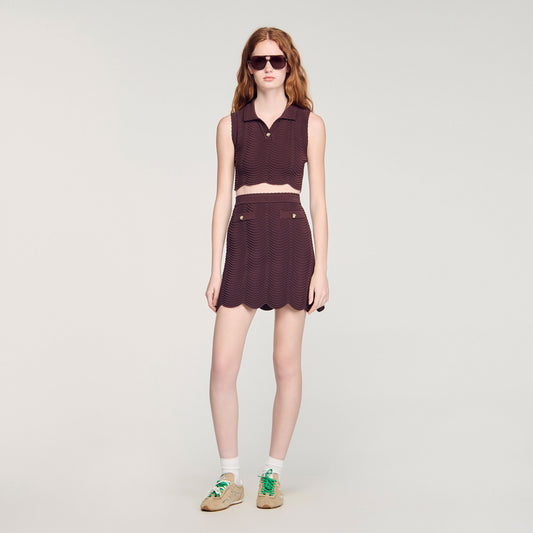 Cropped decorative knit top 2026