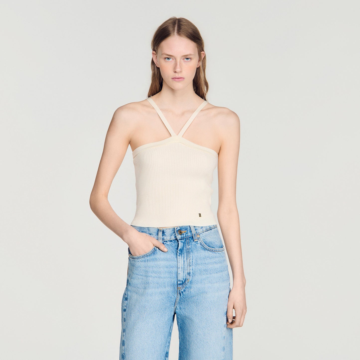 Short ribbed knit top