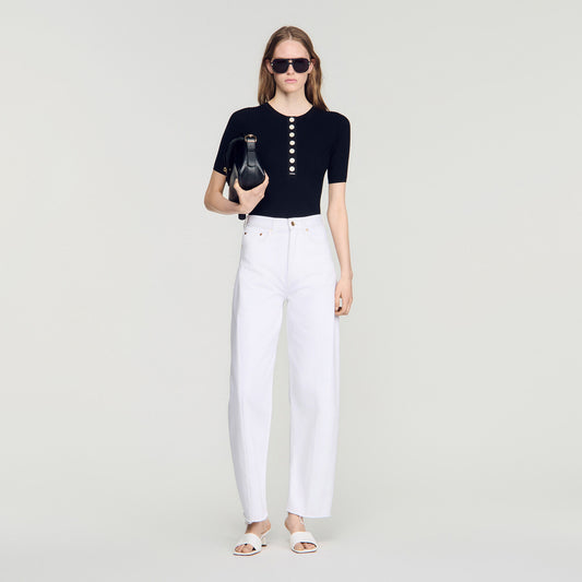 Jumper with ribbed button placket
