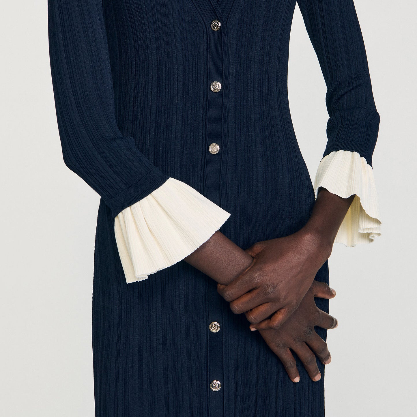 Two-tone knit maxi dress
