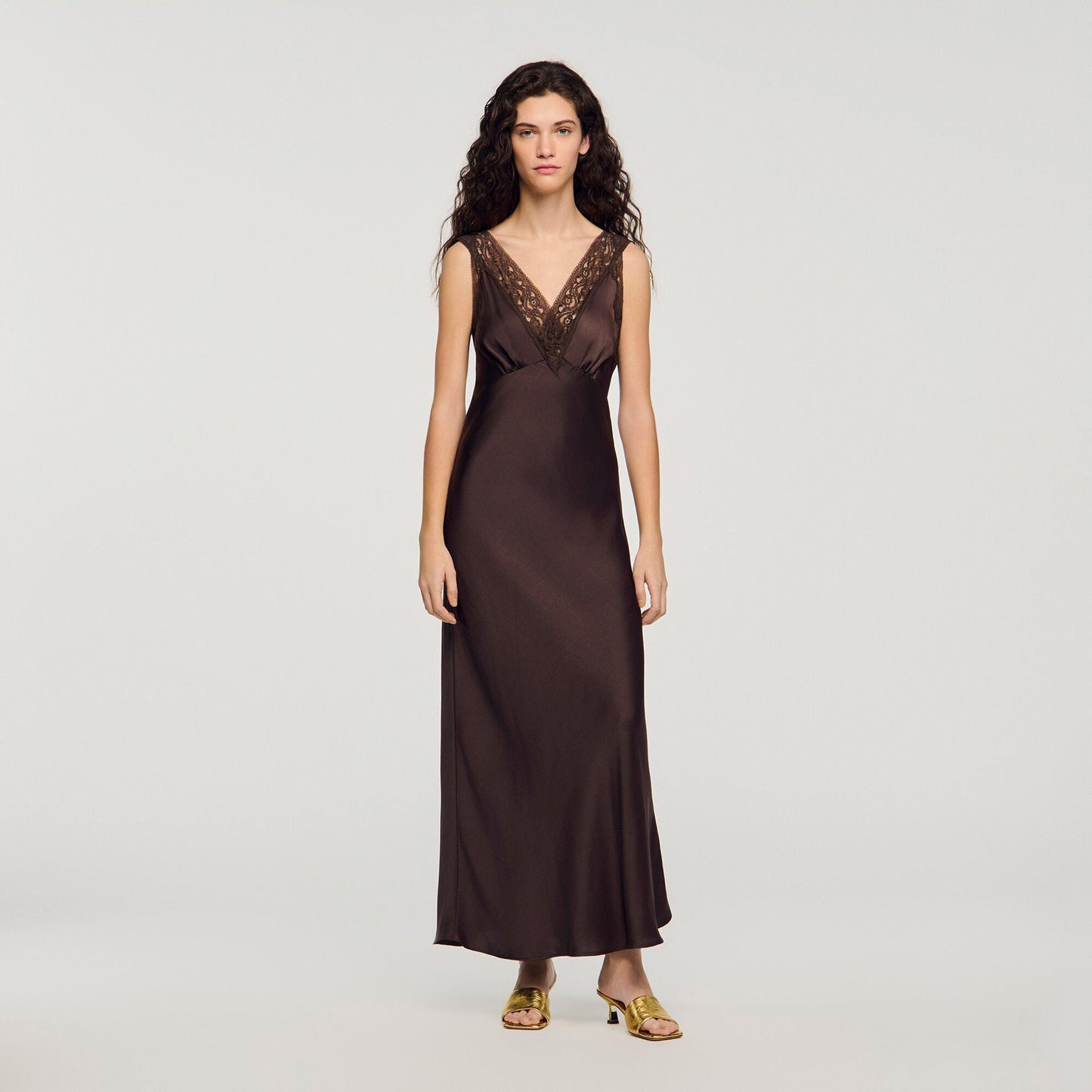 Lace collar maxi dress