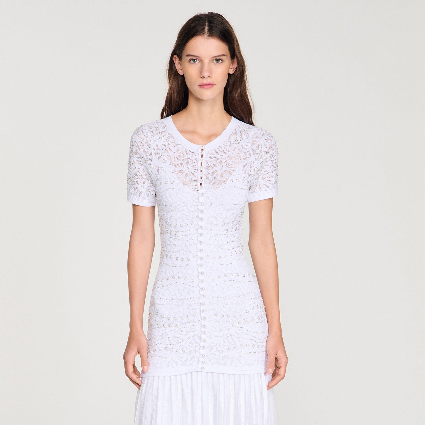 Beaded knit maxi dress