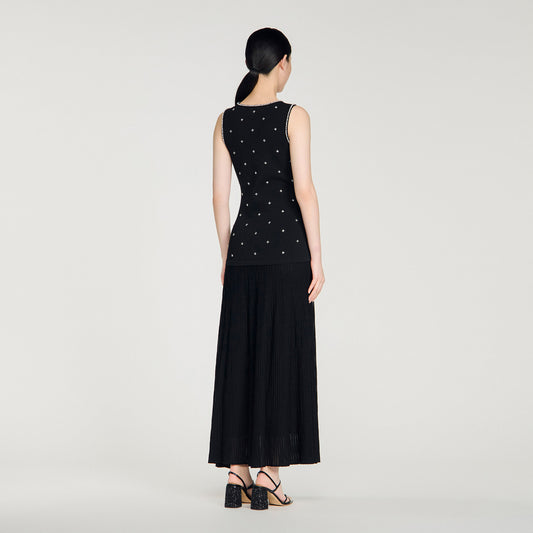 Rhinestone flower print maxi dress