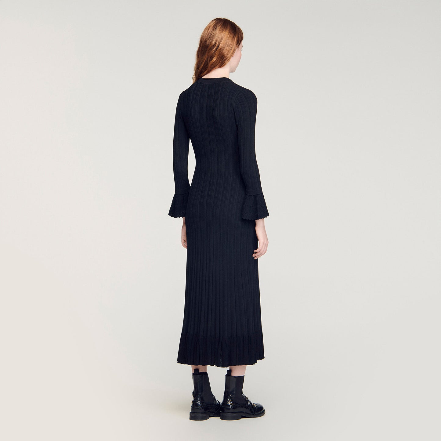 Knit maxi dress with ruffle