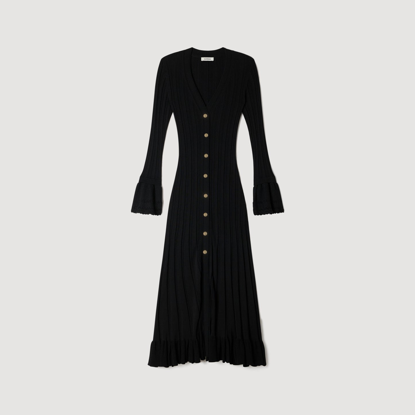 Knit maxi dress with ruffle