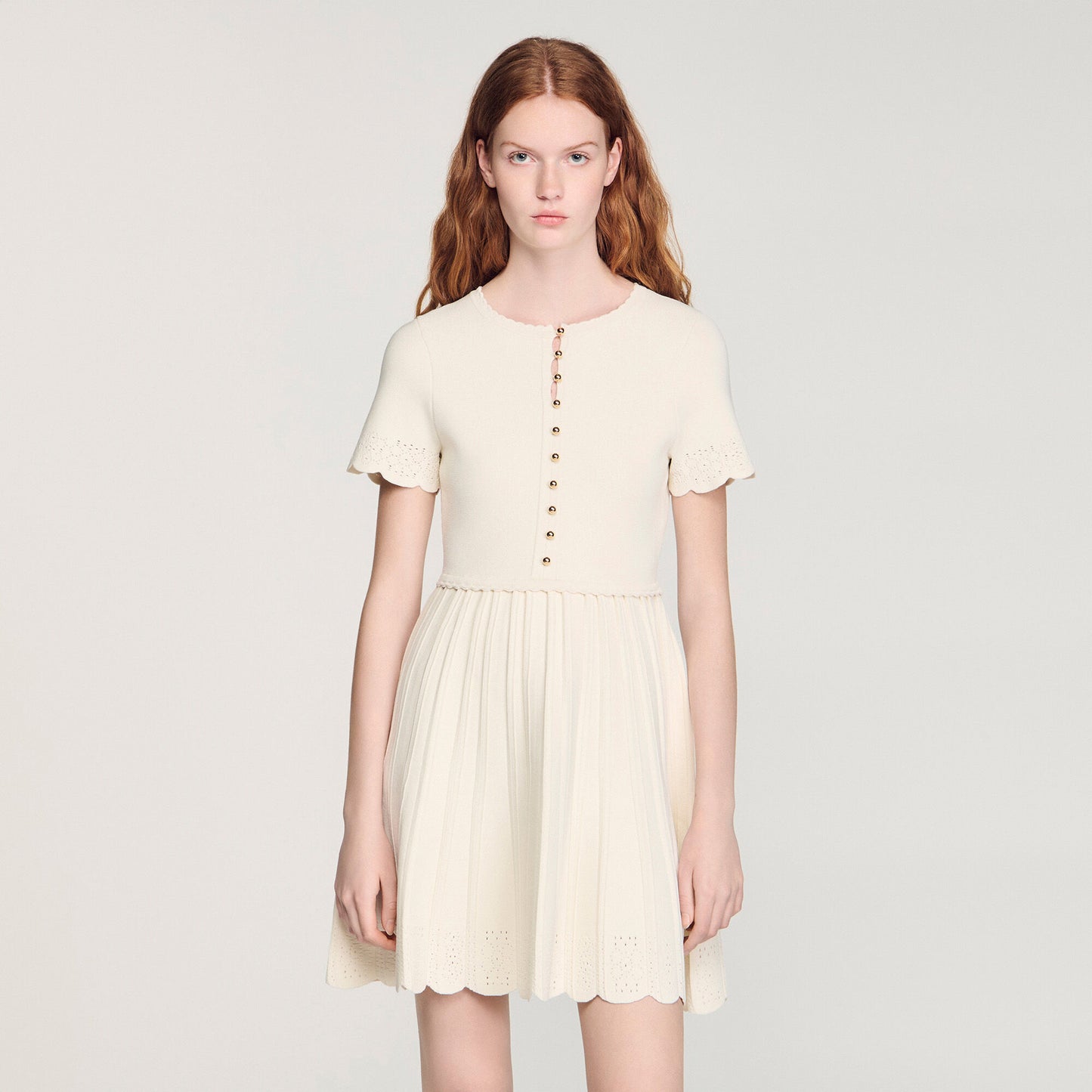 Pointelle knit short dress