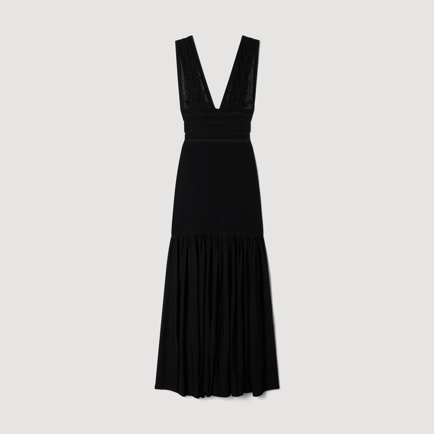 Ruffled knit maxi dress