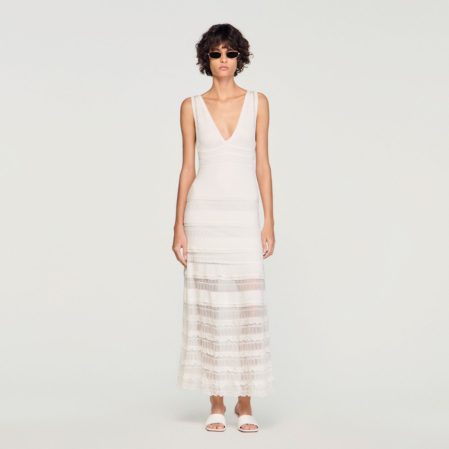 Pointelle knit maxi dress