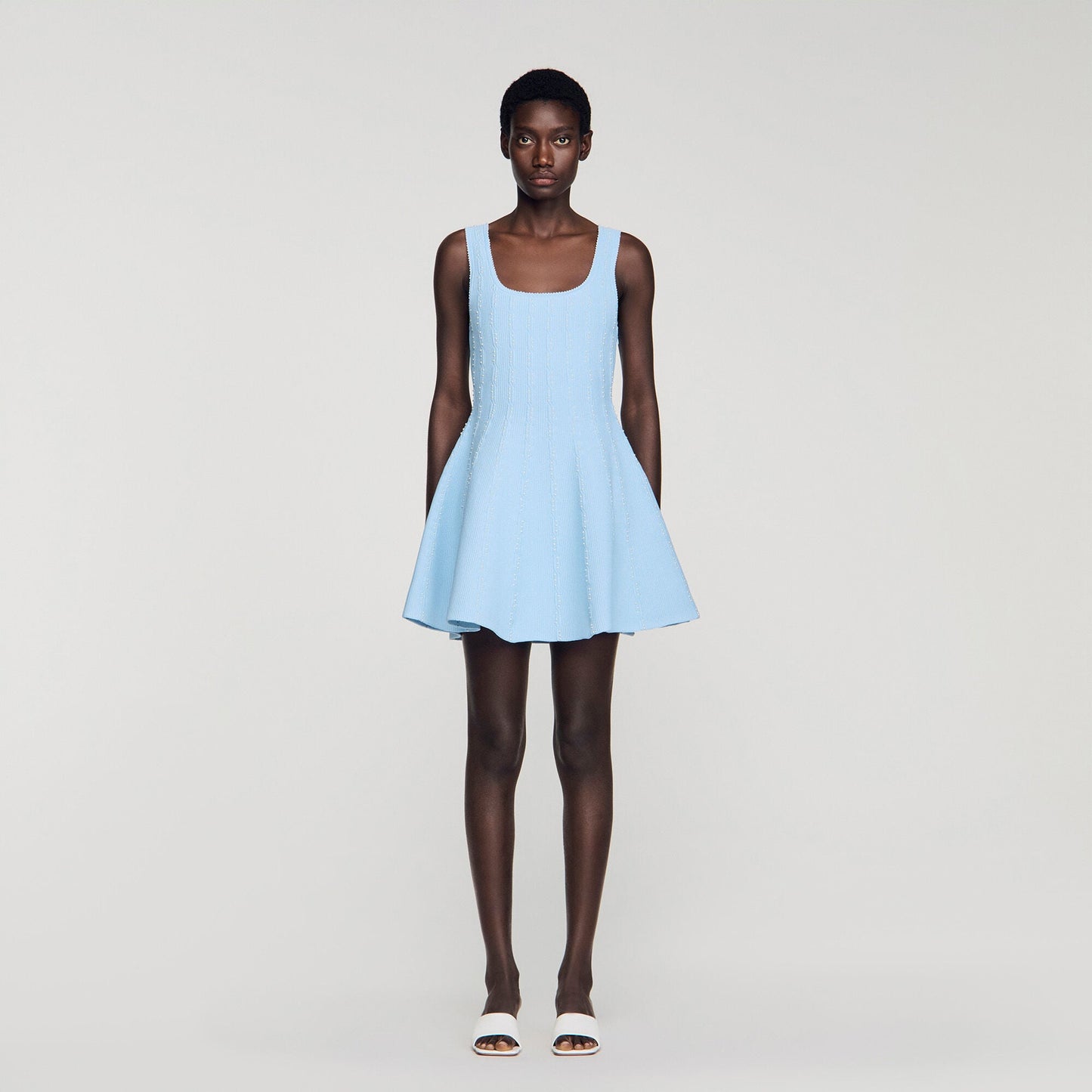 Beaded knit short dress
