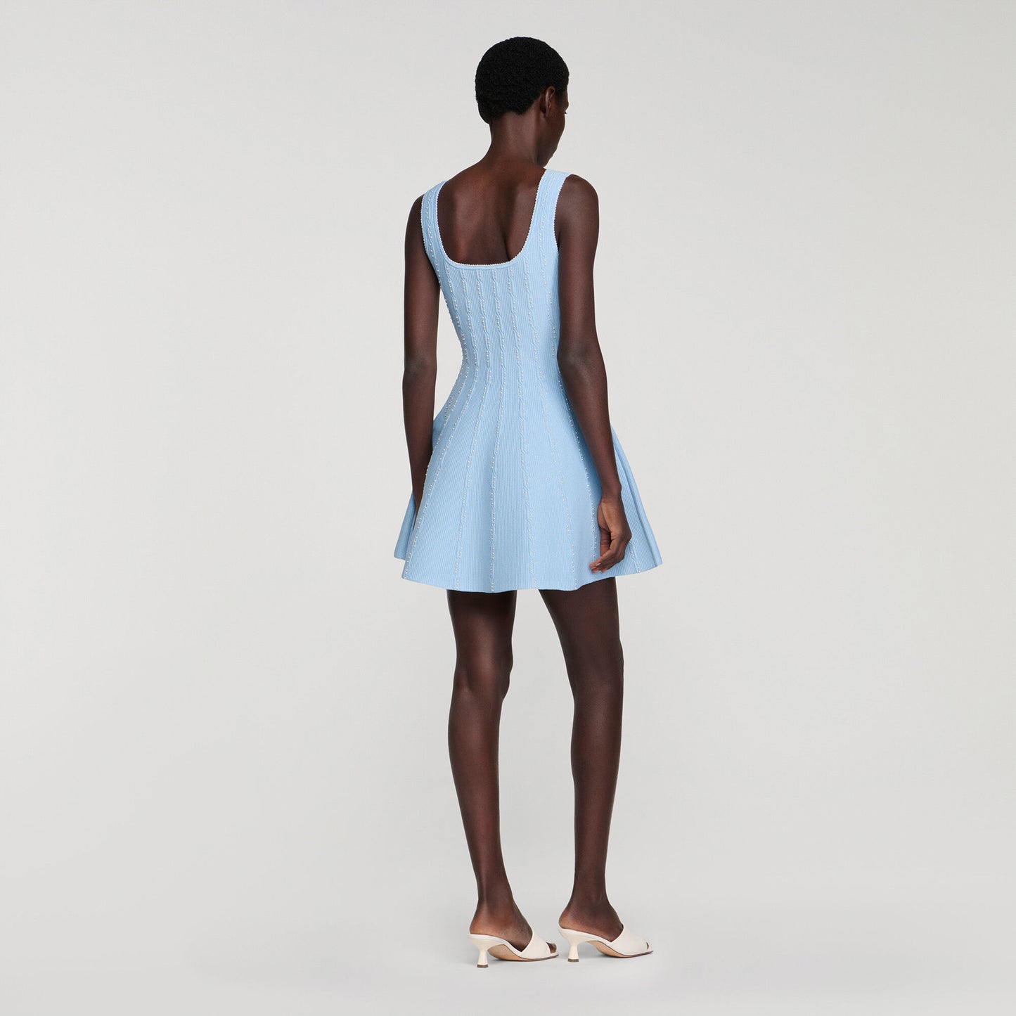Beaded knit short dress
