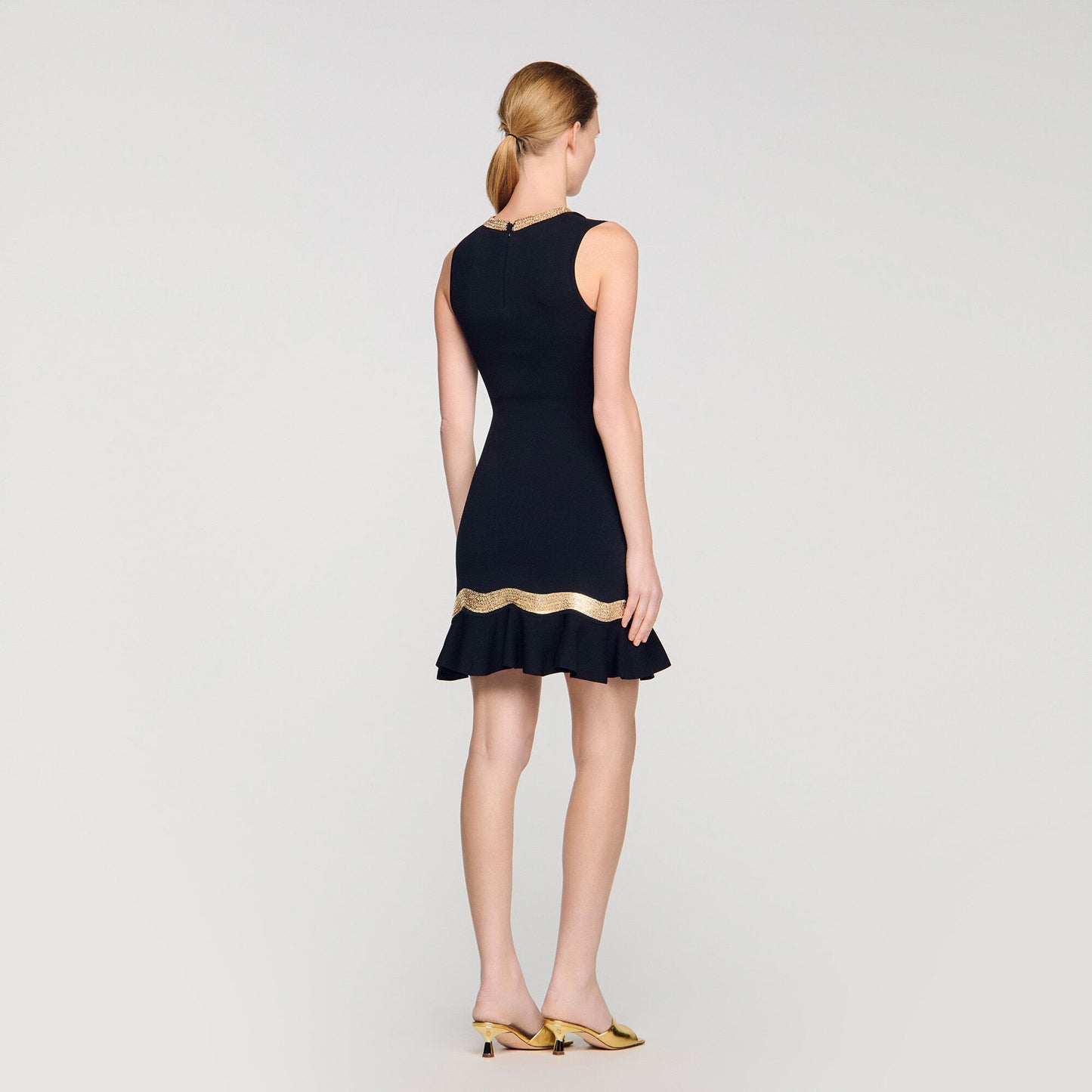 Metal chain knit short dress