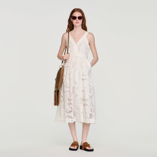 Openwork floral cotton maxi dress