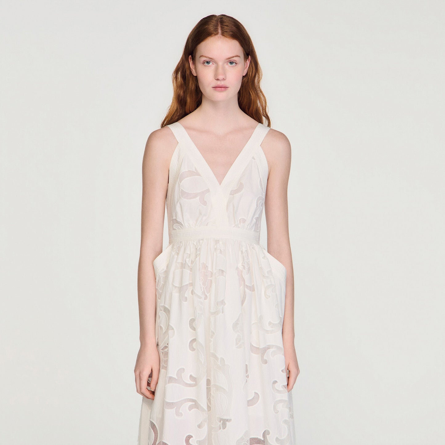 Openwork floral cotton maxi dress
