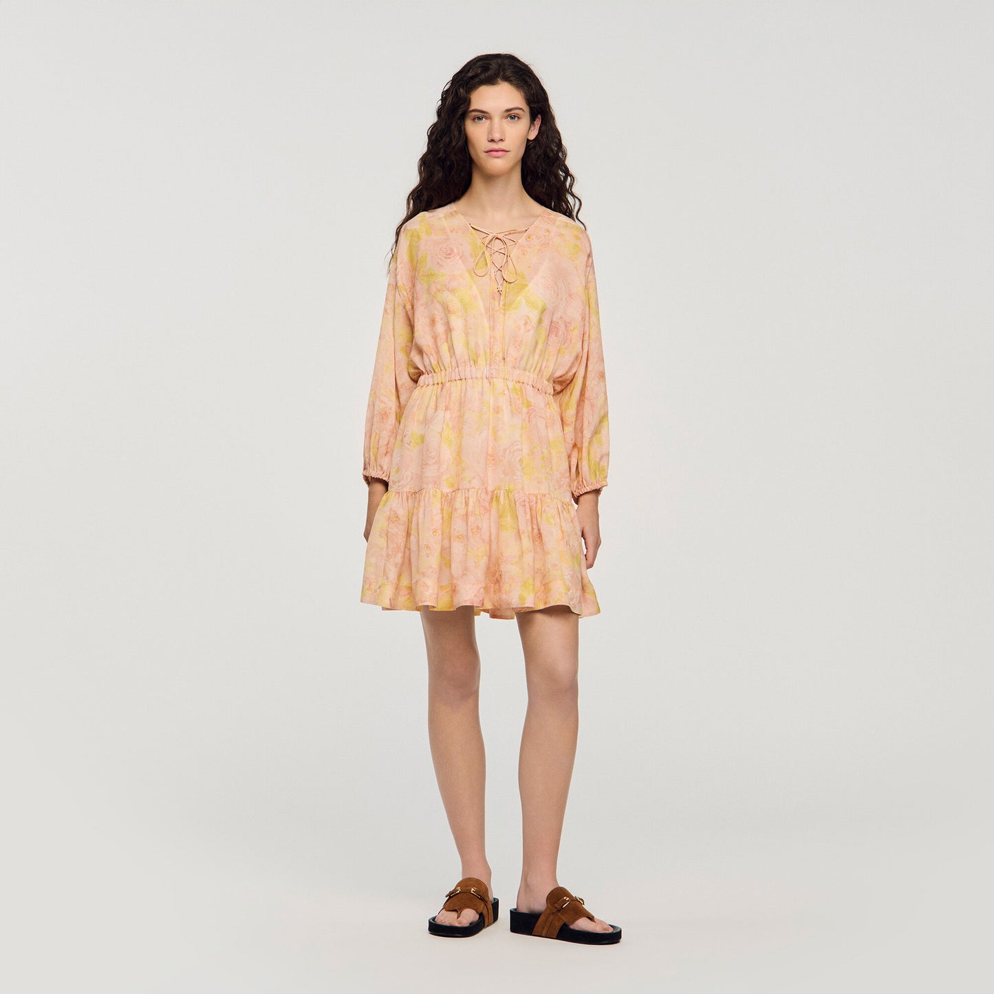 Flower print short dress