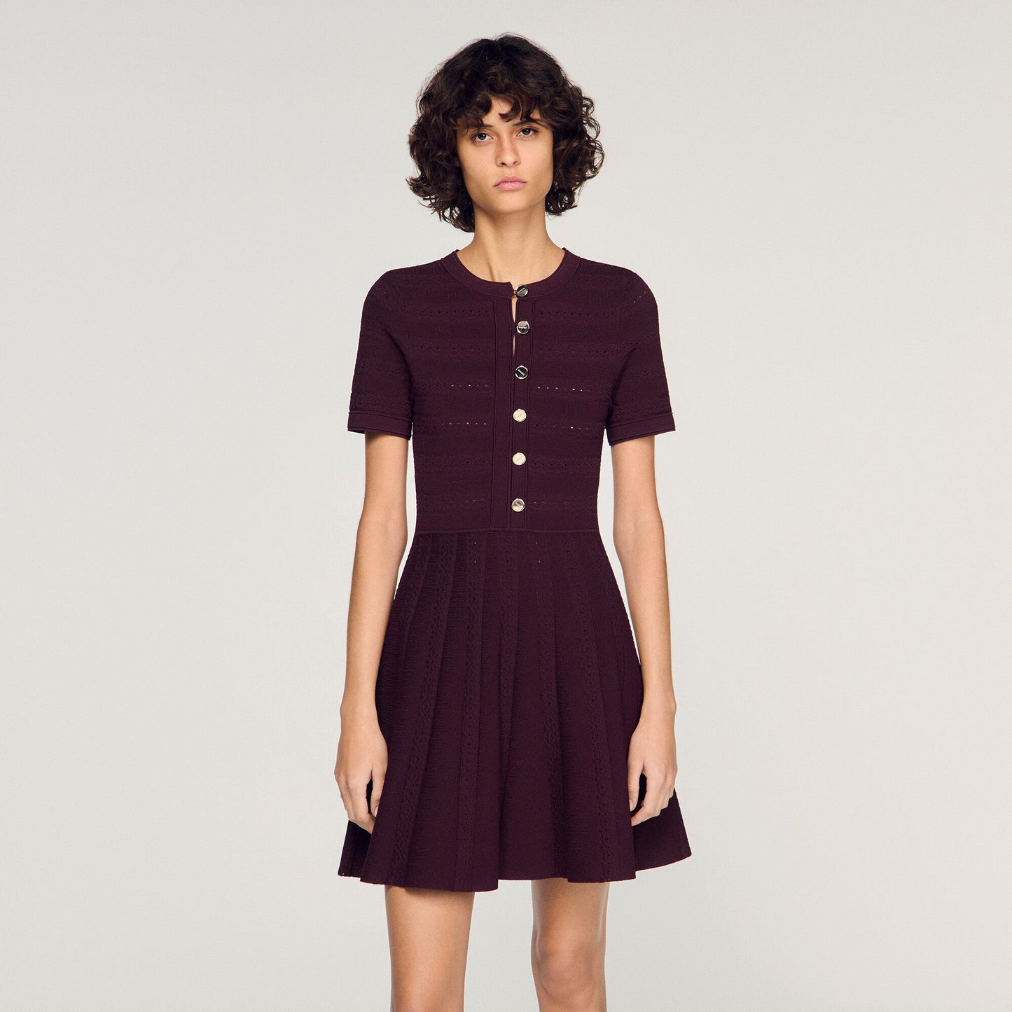 Floral print knit short dress