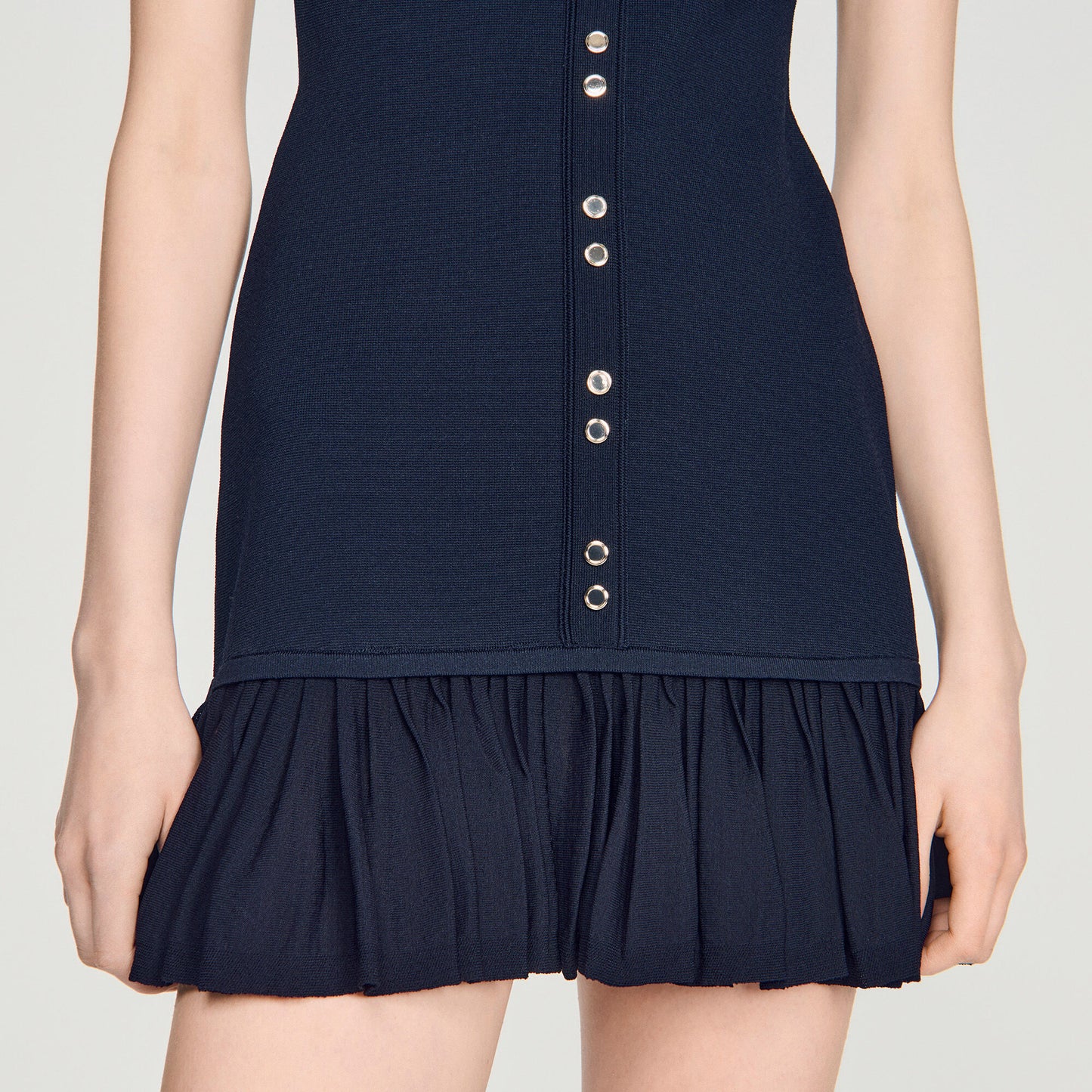 Short knit dress with ruffles