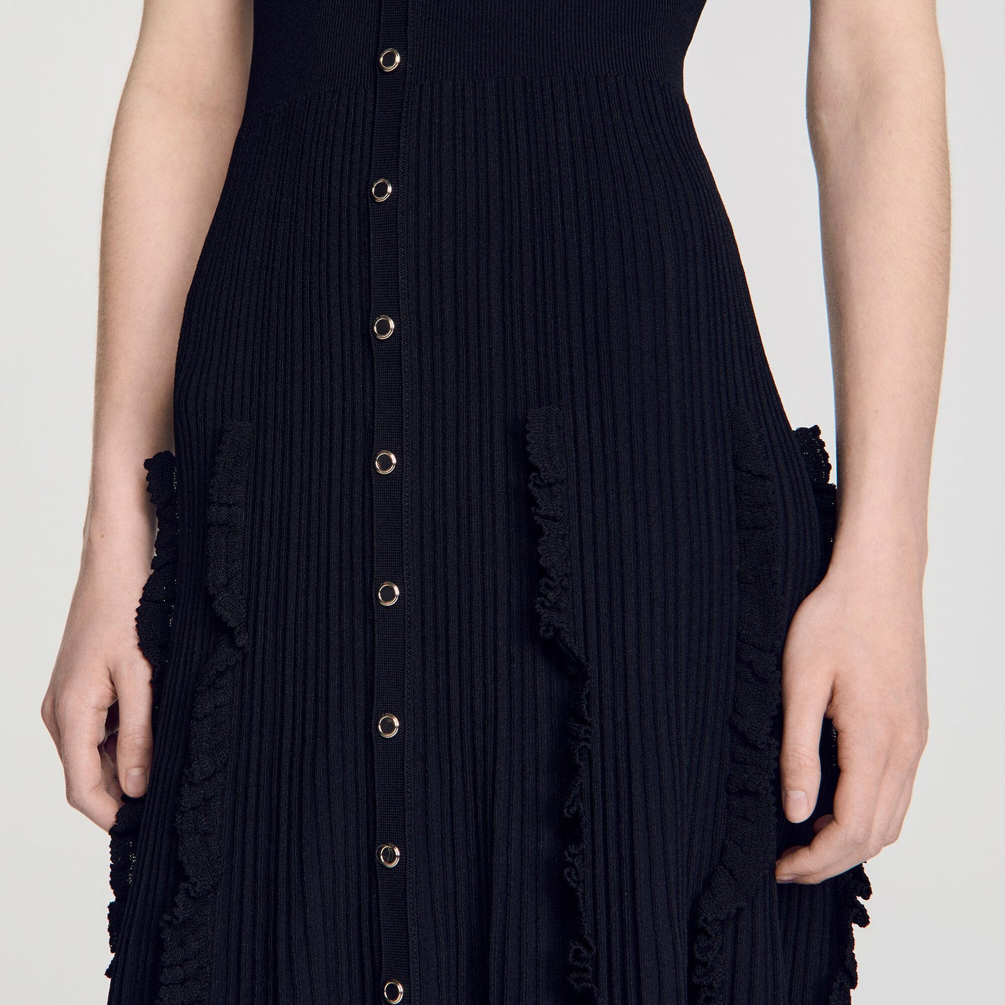 Knit maxi dress with ruffles