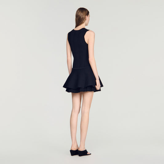 Short knit dress with ruffles