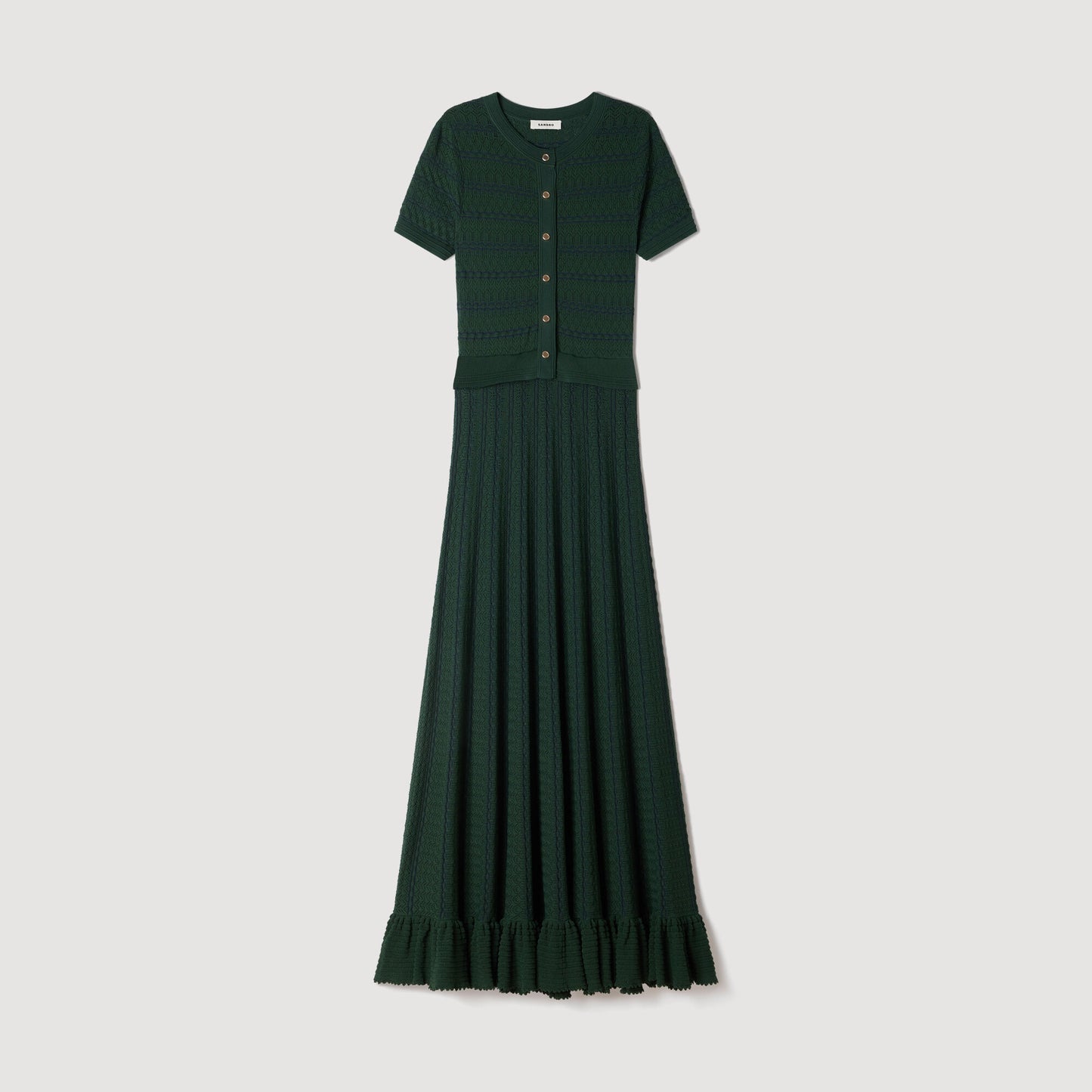 Pointelle knit maxi dress