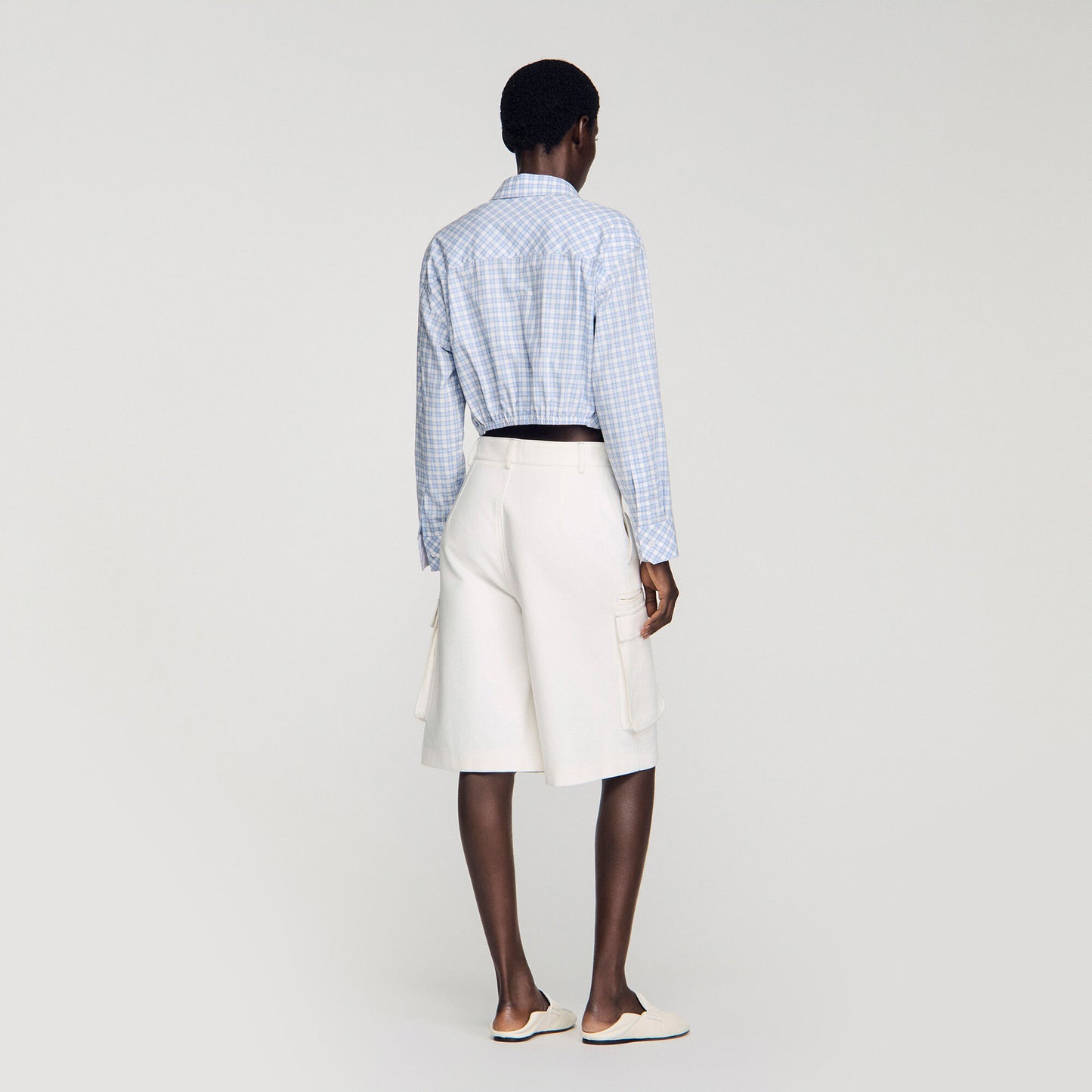 Wide-leg cotton Bermuda shorts