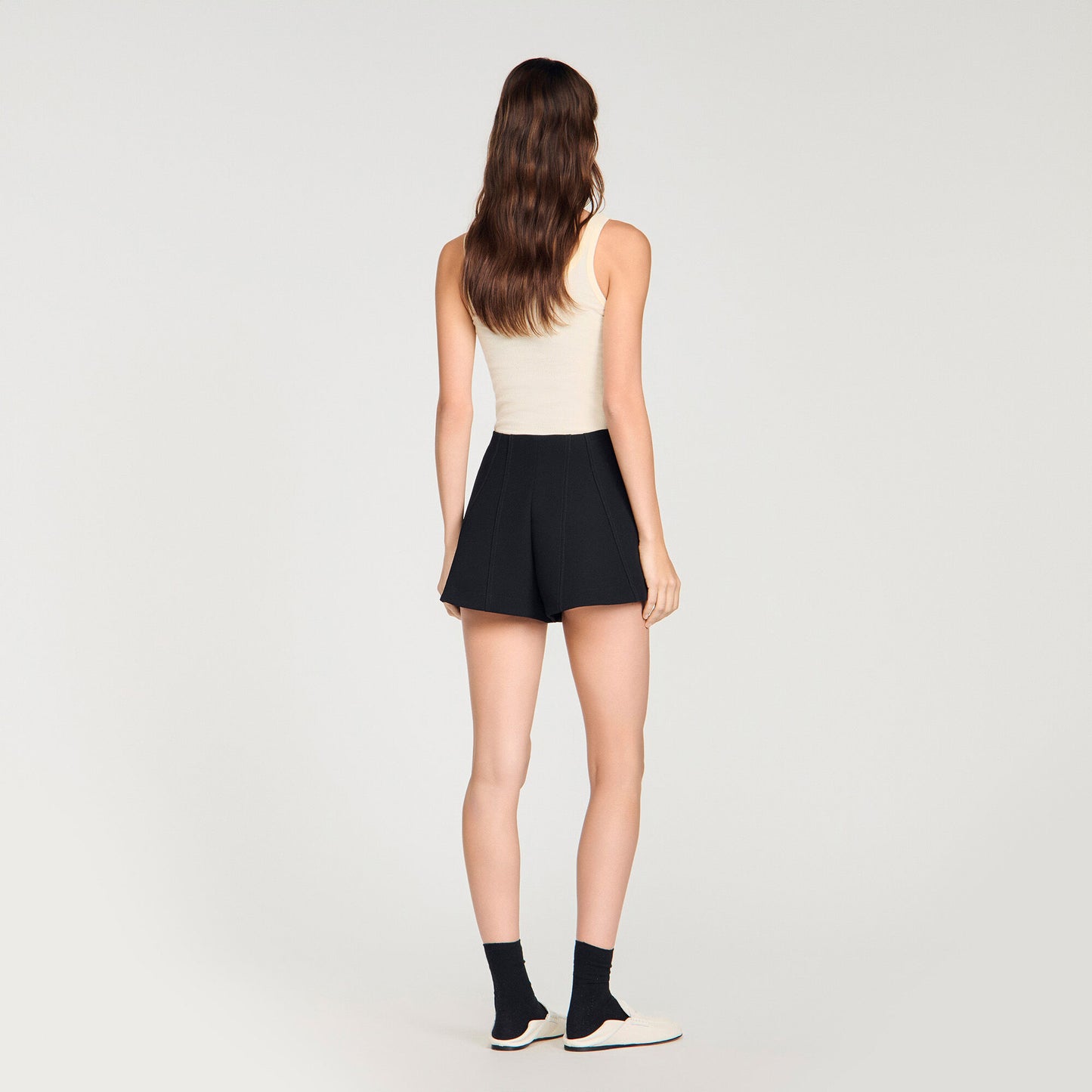 Press-stud flared shorts