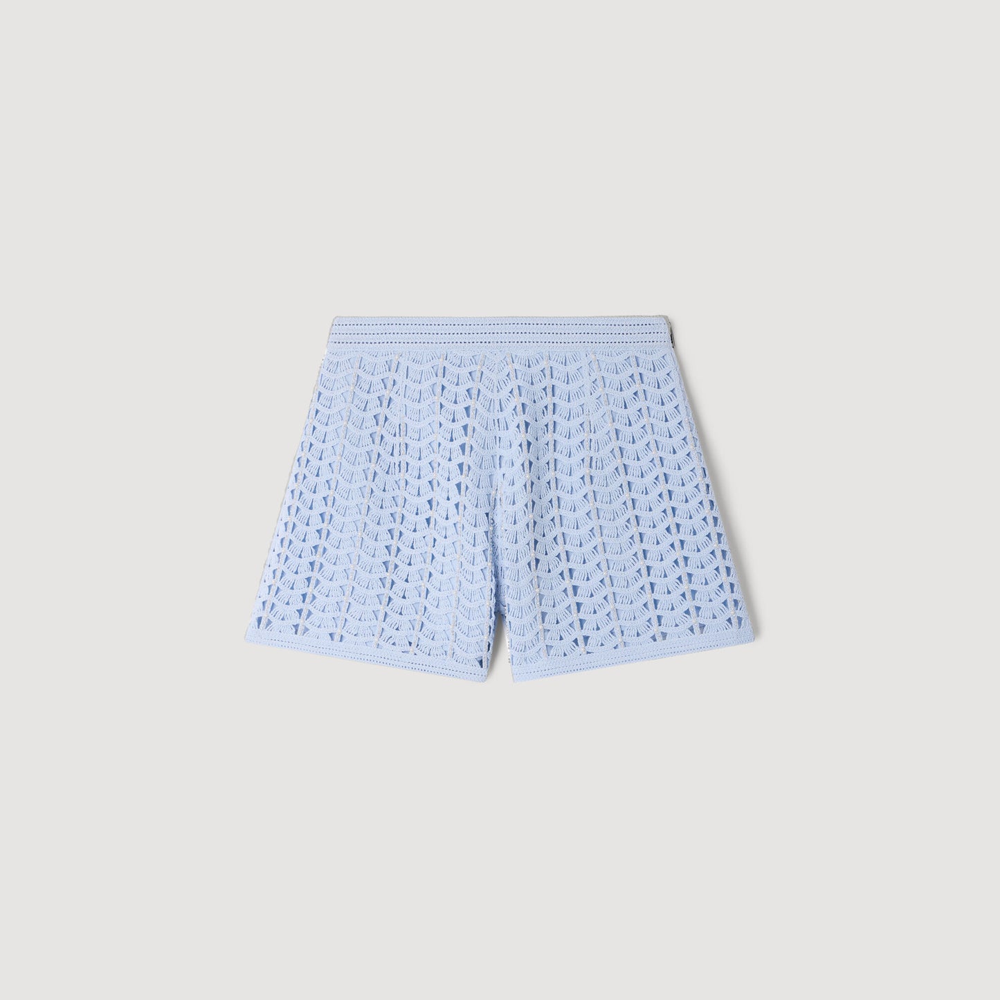 High-waisted beaded crochet shorts
