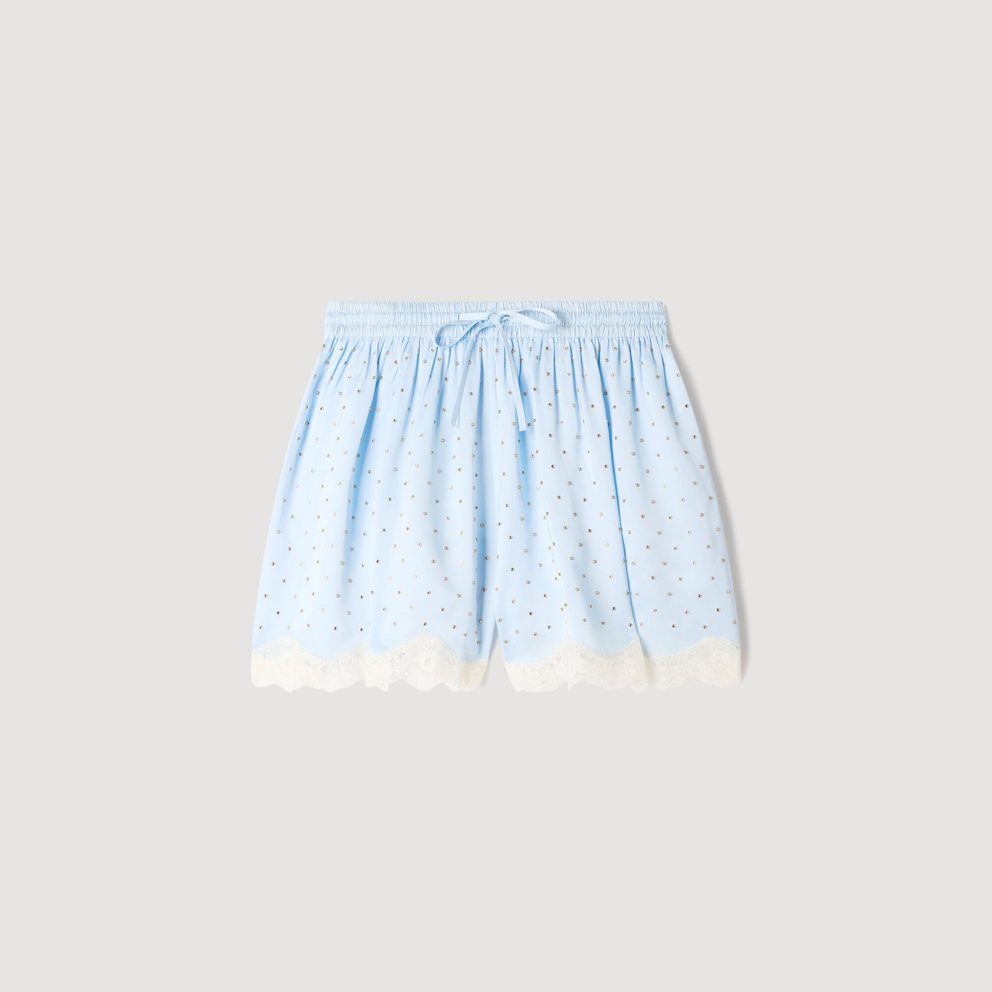 Rhinestone shorts with lace