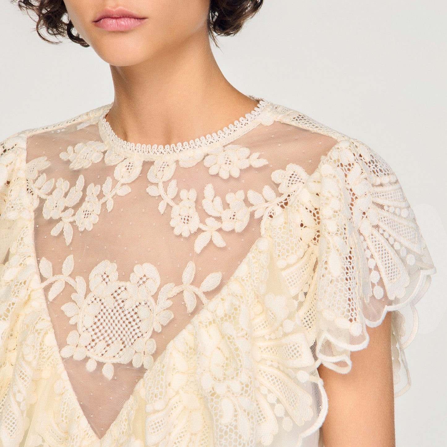Floral guipure crop top