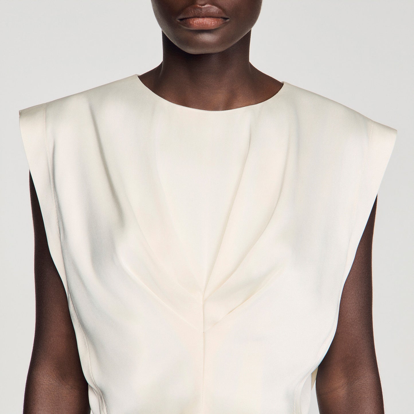 Pleated satin crop top