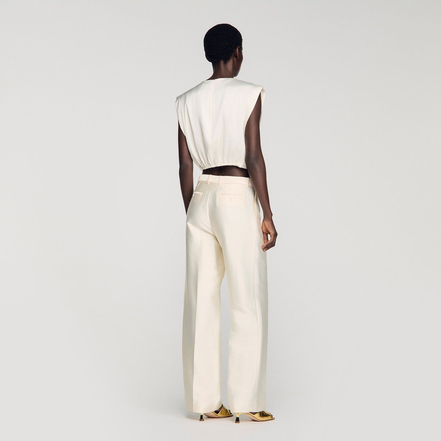 Pleated satin crop top