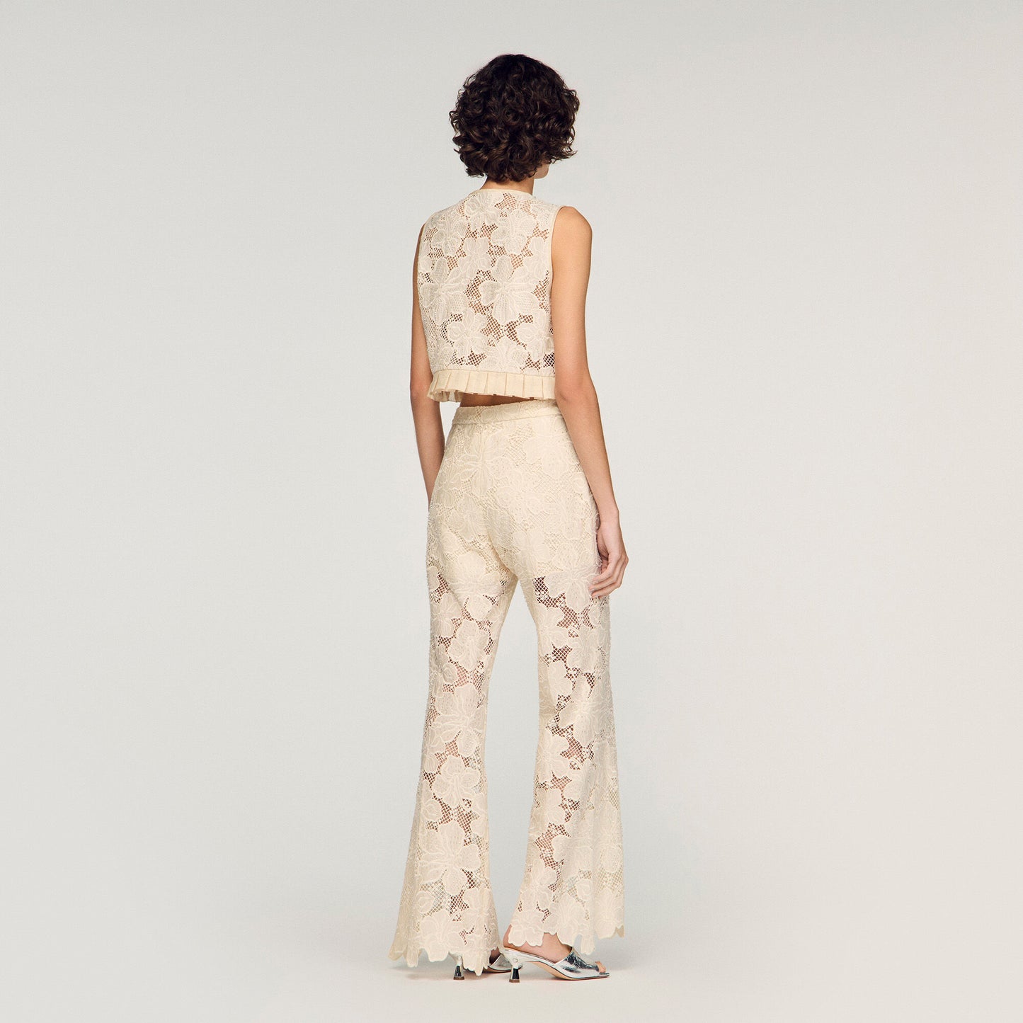 Guipure ruffle crop top