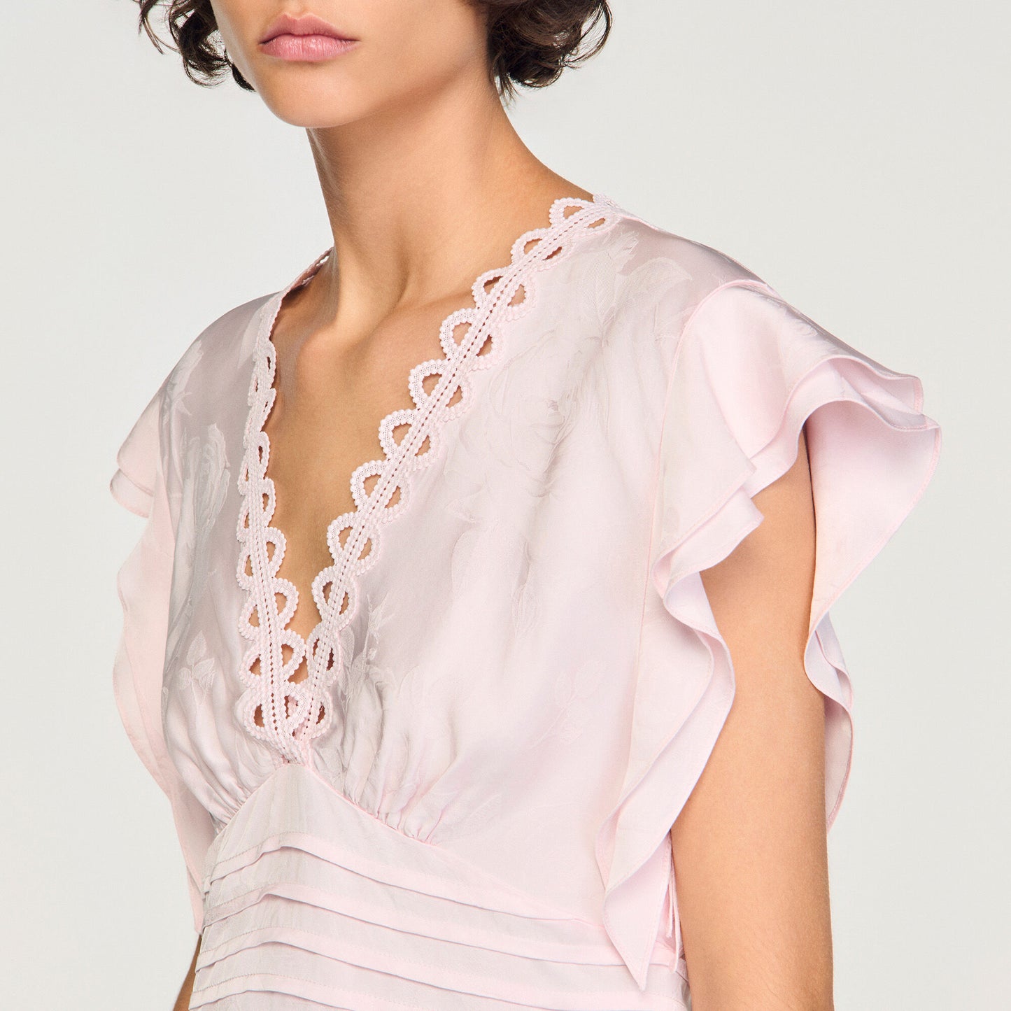 Floral jacquard crop top