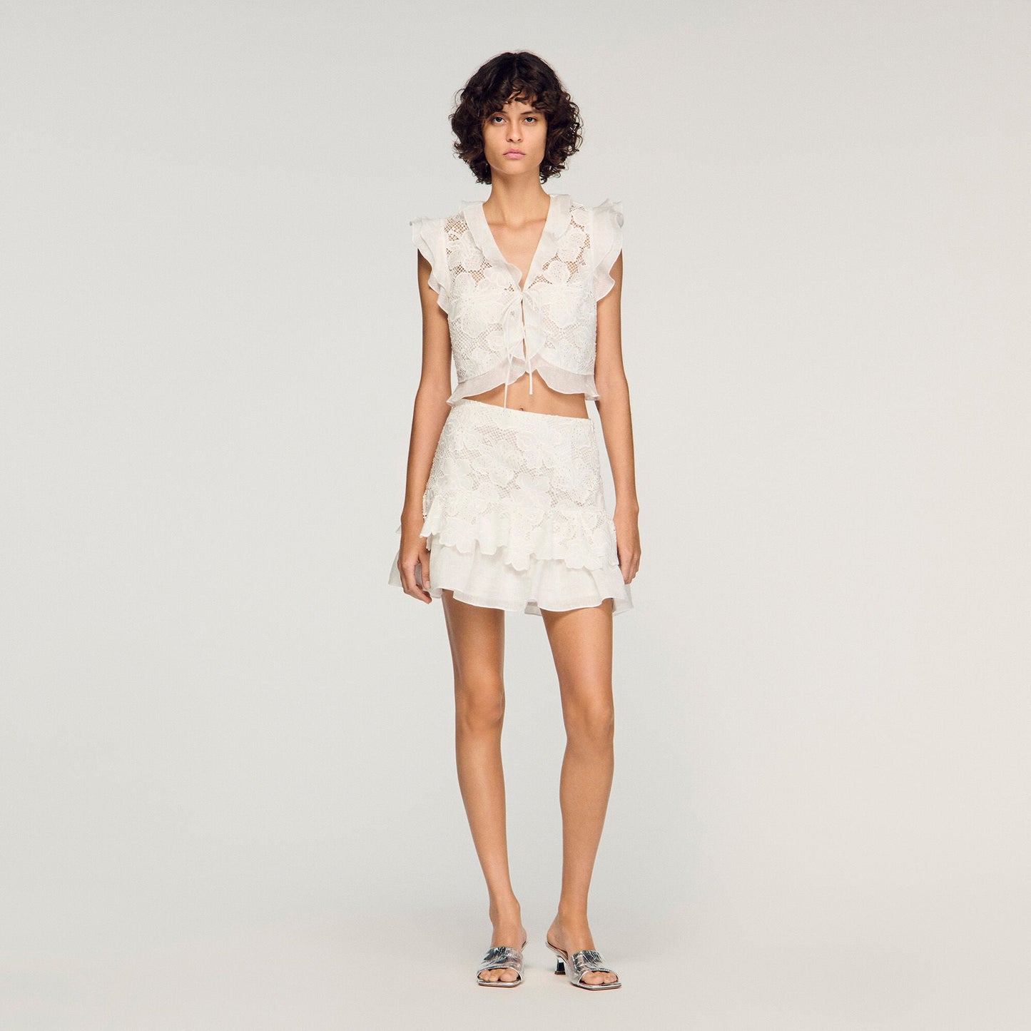 Guipure lace crop top