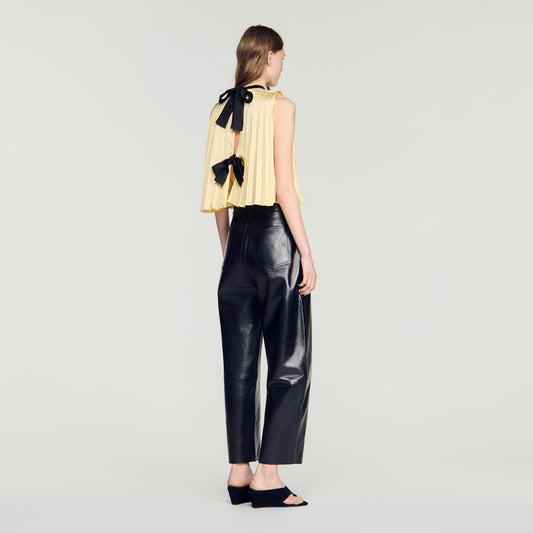 Pleated tie-back top