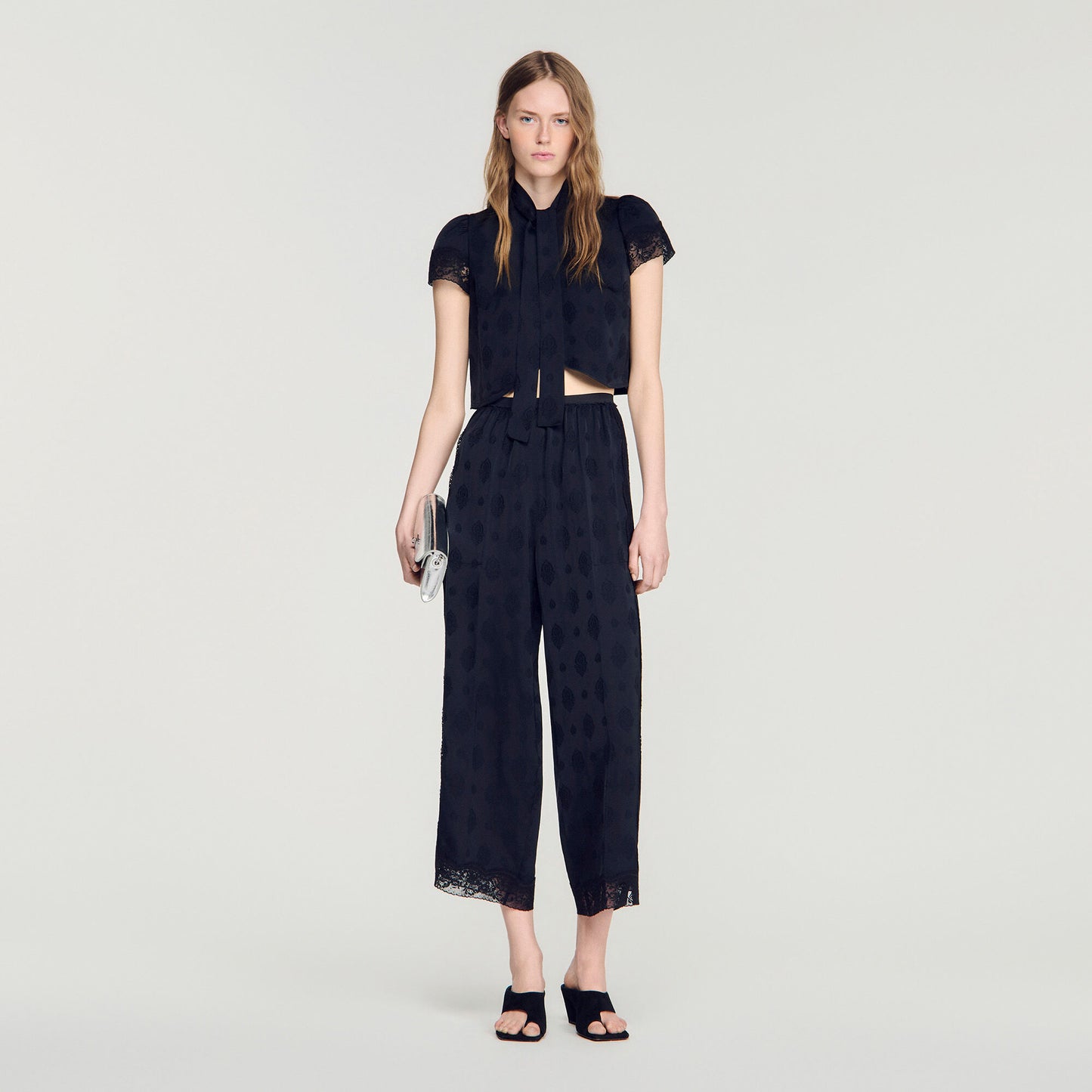 Paisley jacquard crop top