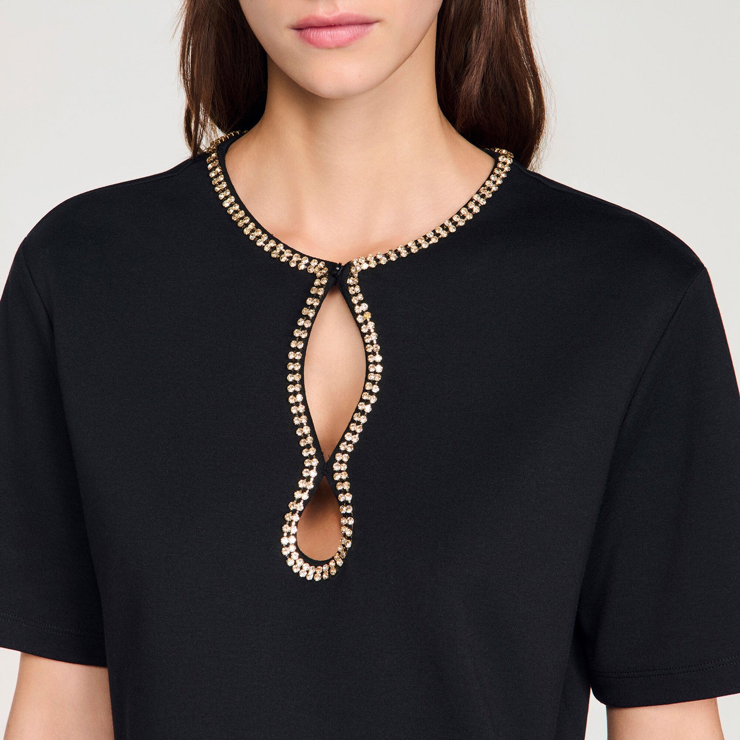 Rhinestone cropped T-shirt