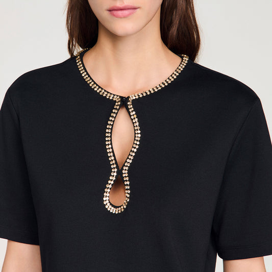 Rhinestone cropped T-shirt