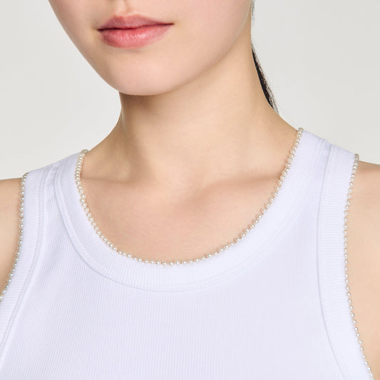 Beaded ribbed vest top