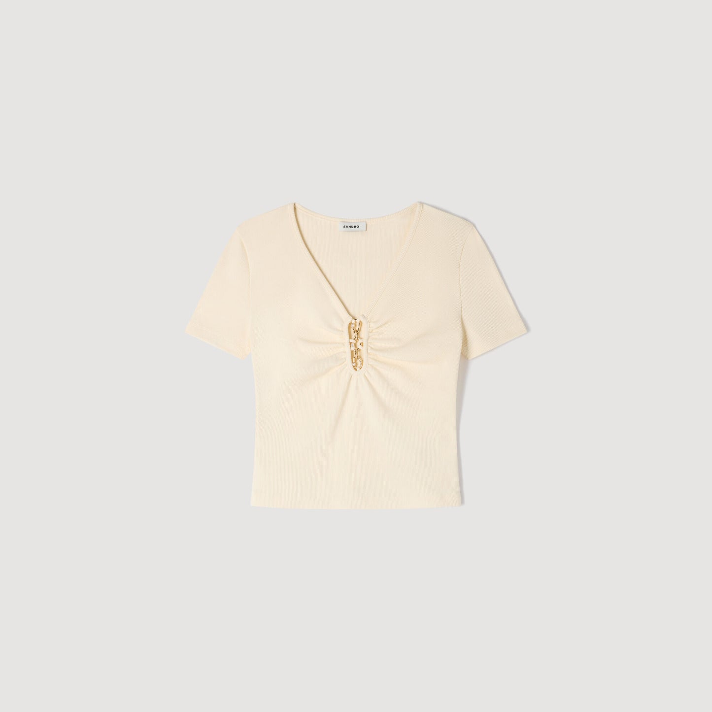 Jewelled cropped cotton T-shirt