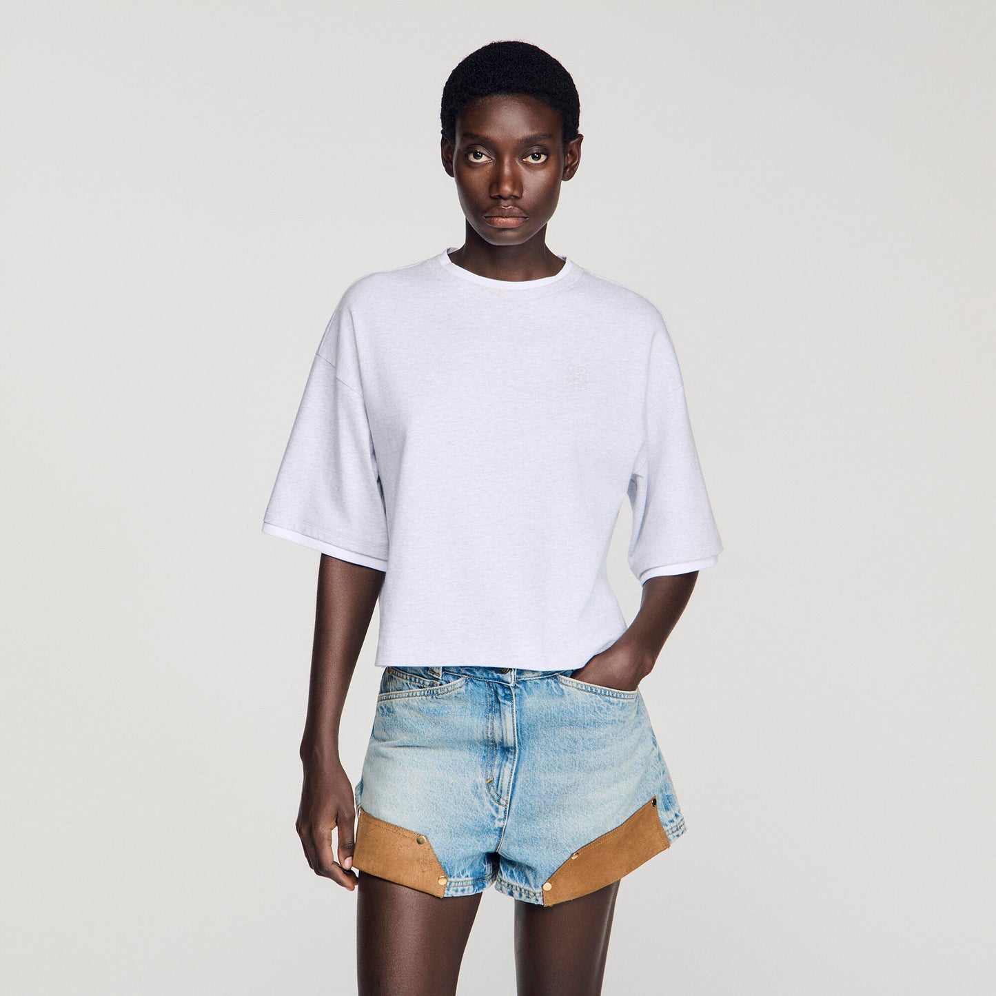 Embroidered logo cotton T-shirt