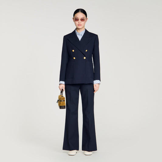 Slim-fit wool suit jacket