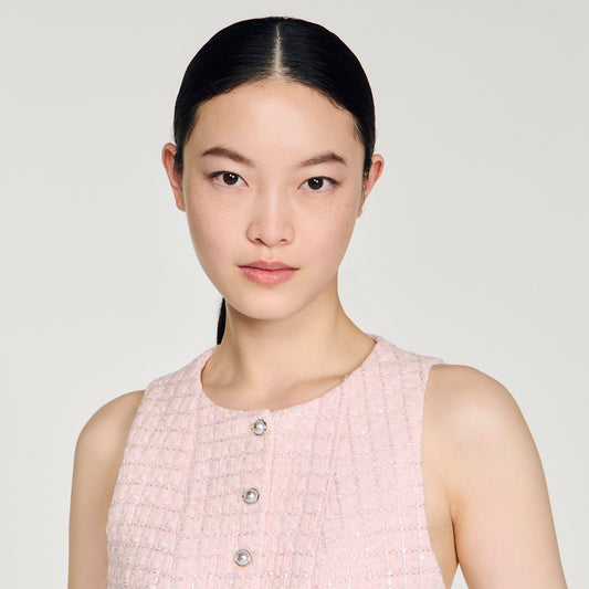 Beaded check tweed jacket