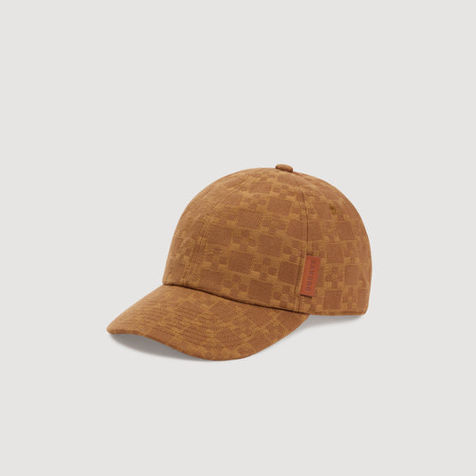 Denim cap with cross motif