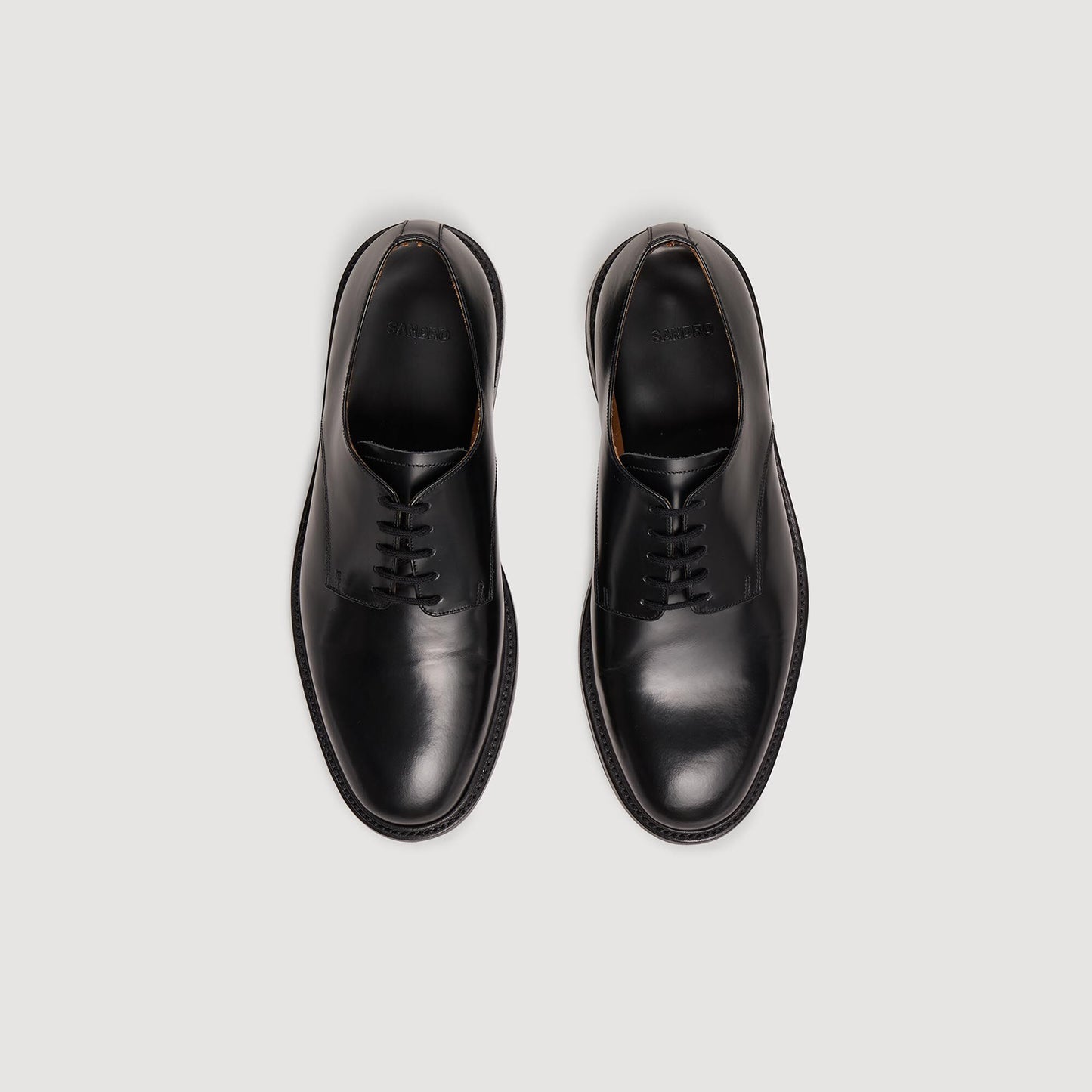 Glazed leather derbies