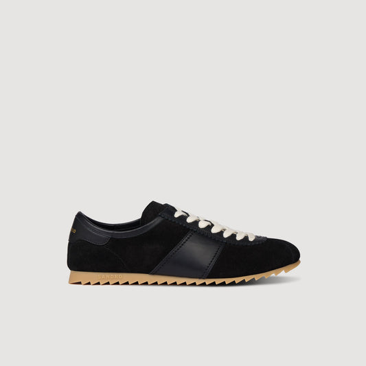 Leather and suede low-top trainers
