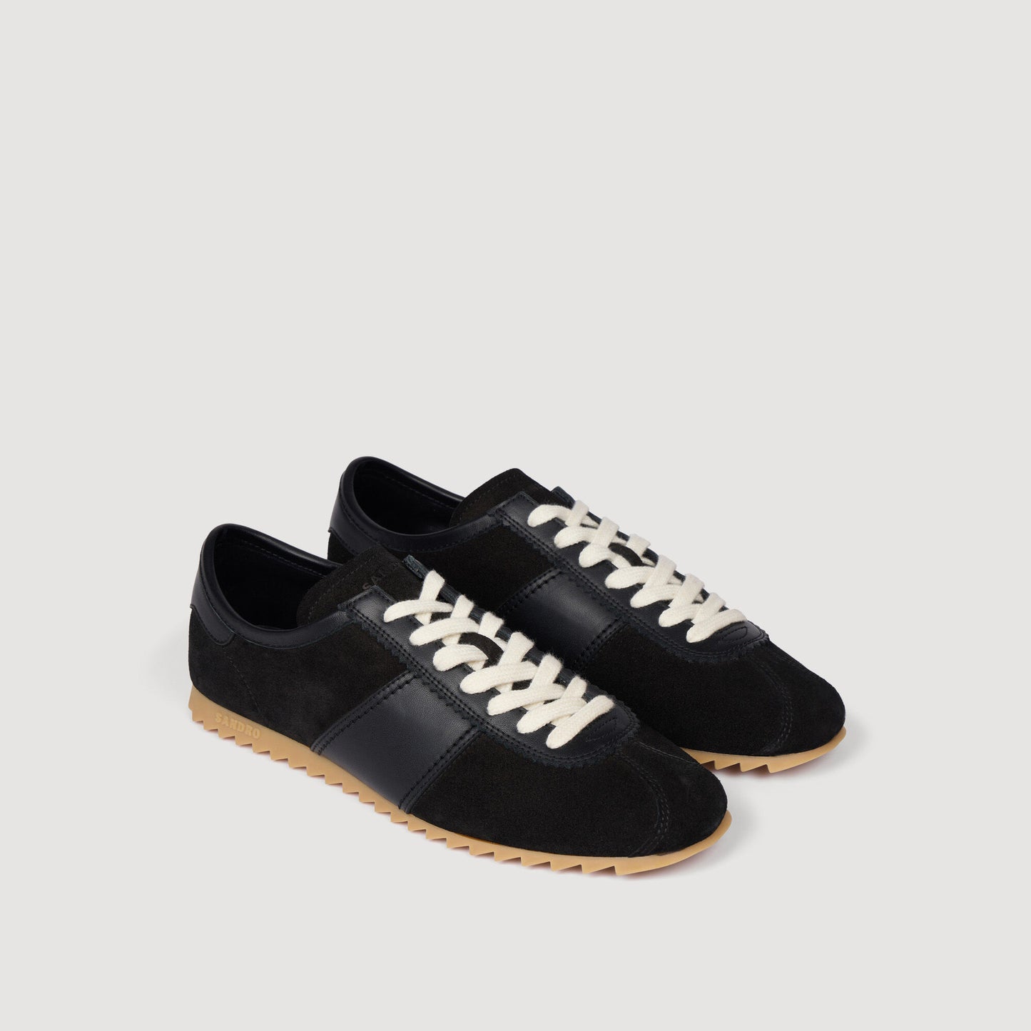 Leather and suede low-top trainers