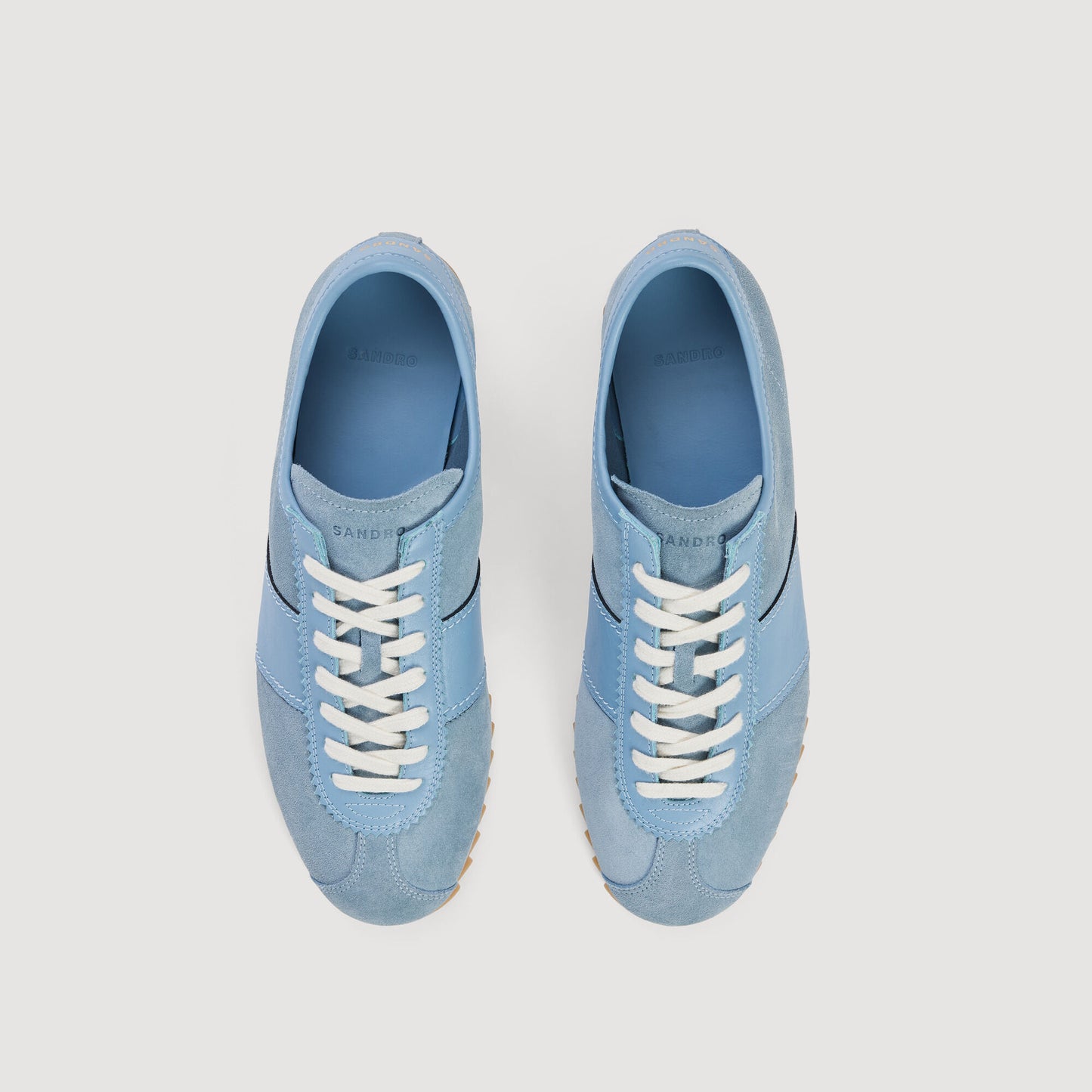 Low-top leather and suede trainers
