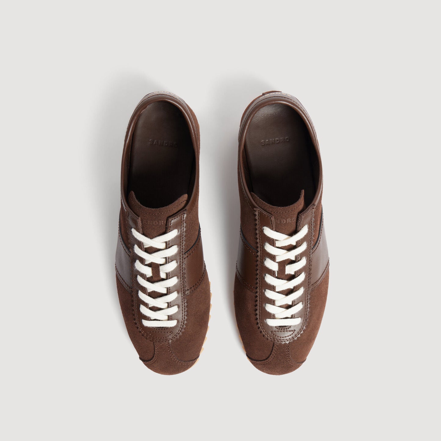 Low-top leather and suede trainers